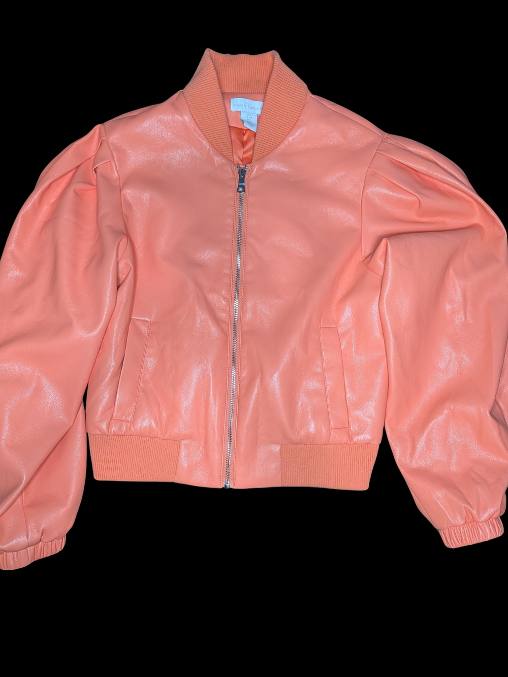 House of Harlow 1960 Coral Puff-Sleeve Bomber Jacket